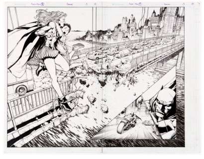 David Finch & Danny Miki - 2 Original page - Batman - #3 Story p. 14, 15 - 2016 | Catawiki