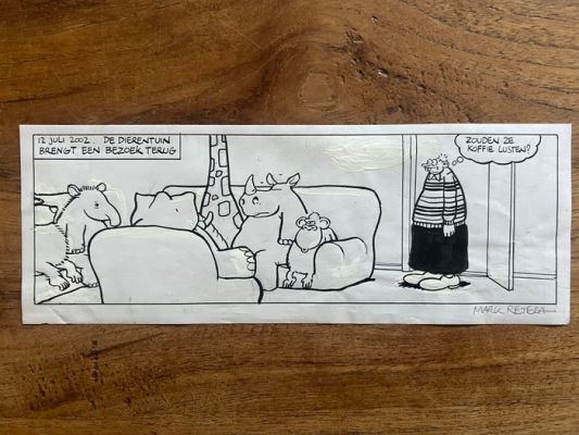 Mark Retera - 1 Original drawing - Dirkjan - De Dierentuin brengt een bezoek terug - 2013 | Catawiki