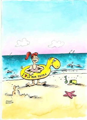 Carlos Azagra | Original drawing: Niña con flotador – Azagra y Revuelta | Origin Of Comics