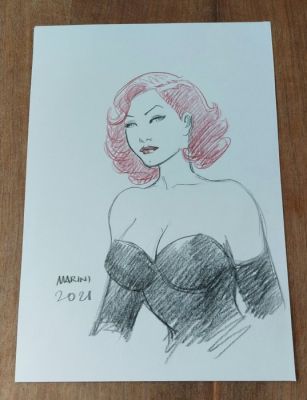 Enrico Marini - 1 Pencil drawing - Noir Burlesque - Noir Burlesque - Caprice - 2021 | Catawiki