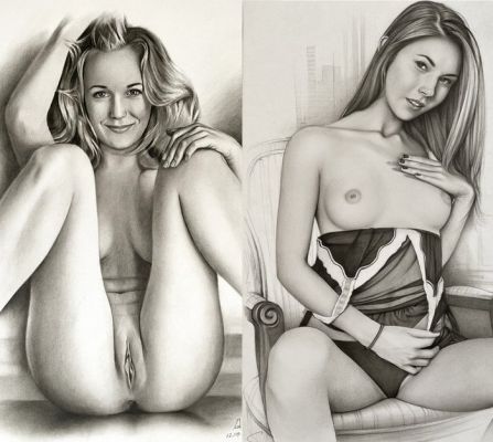 Stanislav Strutsenko - Yaroslav Novostavskiy - 2 Dessins originaux - Pin Up | Catawiki