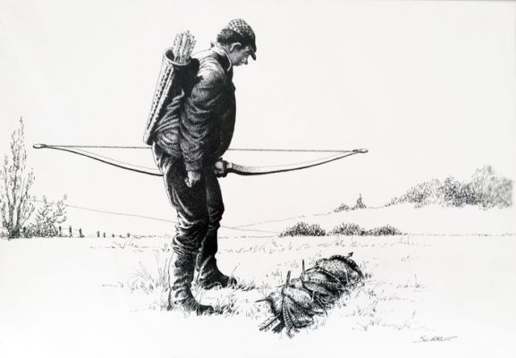 Serre, Claude - 1 Original drawing - Chasse et Pêche - « Chasseur à l’arc » - 1994 | Catawiki