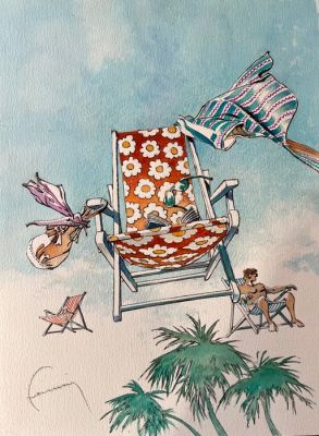 Hermann Huppen - 1 Original colour drawing - Beach Life | Catawiki
