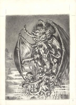 Stan Manoukian - Illustration originale, "Cthulhu" - Les Monstres - L‘Encyclopédie du Merveilleux