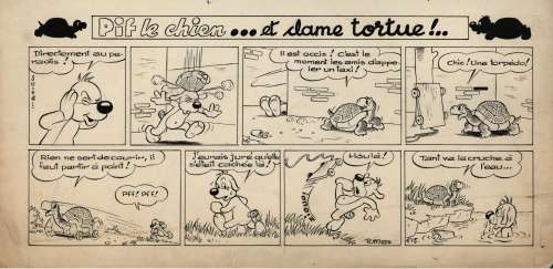 MAS  - Pif le chien et dame Tortue  - Encre de chine signée en bas Ã  droite  - 17 x[...] | Vermot et Associés