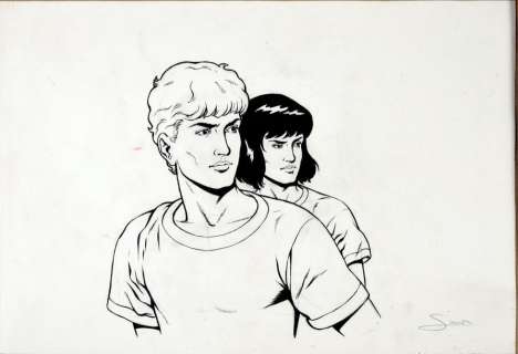 Simon, Christophe (1974) - SIMON, Christophe ALIX ET ENAK POUR SILHOUETTE Encre de Chine pour une