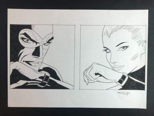 Zaniboni, Sergio - 1 Original drawing - Eva e Diabolik - Radio-Orologio - 2008 | Catawiki