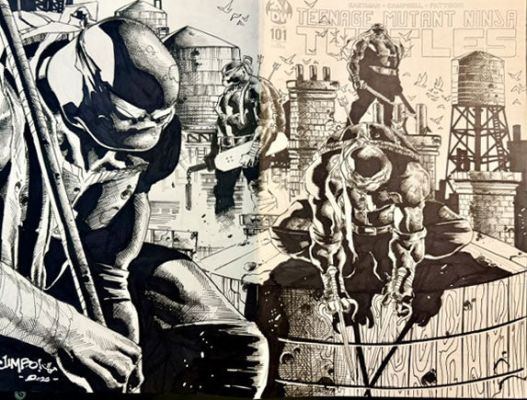 Continue Shopping | TEENAGE MUTANT NINJA TURTLES WRAPAROUND BLANK SKETCH COVER SKETCH BY JIMBO SALGADO | Scott’s Collectables