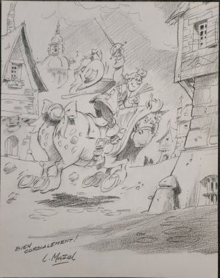 Mazel (Maezelle, Luc) - 1 Original drawing - Les Mousquetaires - 1998 | Catawiki