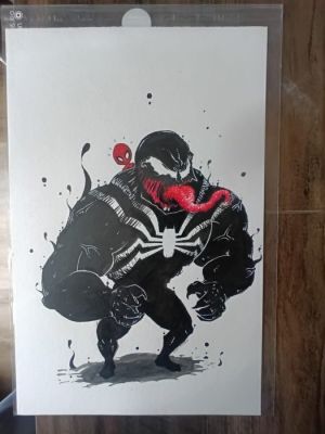Pedro Fernandes - 1 Original colour drawing - Spider-Man, Venom | Catawiki