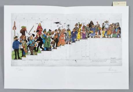 Fresque Du Centre Culturel Wallonie-Bruxelles a Paris Rare Sérigraphie En Couleurs Représentant Les Principaux Personnages Et Héros ... |  | Artcurial