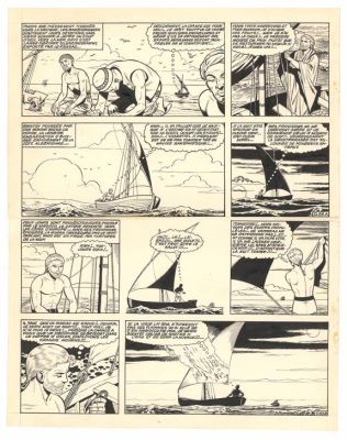 Victor Hubinon | Planche originale n°37, publiée dans le journal Pilote n°135 - Défi au Roy - Barbe-Rouge | Daniel Maghen