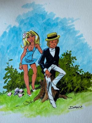 Dany (Henrotin, Daniel) - 1 Original colour drawing - Olivier Rameau - Olivier et Colombe | Catawiki
