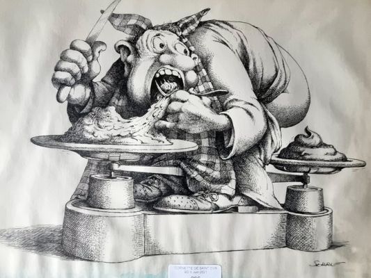 Serre, Claude - 1 Original drawing - Humour Noir - La Bouffe - 1982 | Catawiki