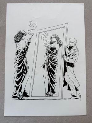 Chris Evenhuis - 1 Original drawing - Hommage Ric Hochet - Art Nouveau Lady - 2012 | Catawiki