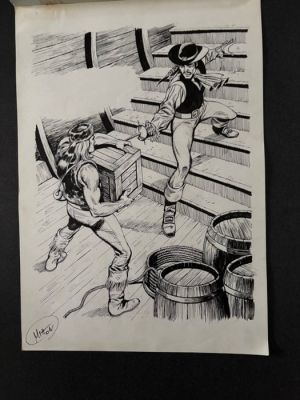 J.MITTON - 1 Original drawing - Blek le Roc - Couverture originale à l’encre de chine de l’épisode 271 paru en Octobre 1974 aux - 1974 | Catawiki