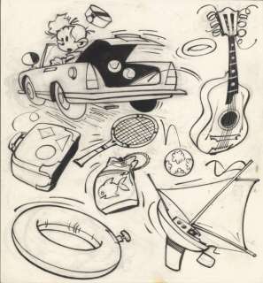 Franquin, André | Original illustration in Indian ink for a colouring book  - Spirou  - (1964) | Catawiki