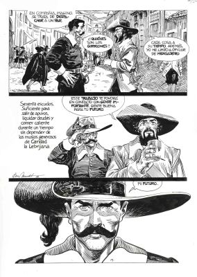 Joan Mundet | Original comic book page – El Capitán Alatriste – Mundet + Comic book with an original drawing | Origin Of Comics