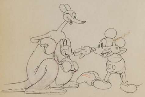 Mickey’s Kangaroo Mickey Mouse Animation Drawing (Walt Disney, 1935). Hoppy and her "joey" (baby - | Heritage