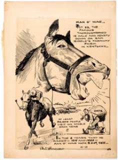 Phil Berube Man o‘ War Sports Comic Strip Original Art (Bell Syndicate, 1939). Here is "the greatest horse -