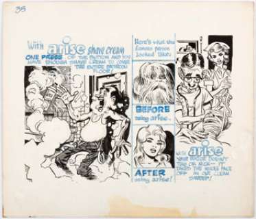 Wally Wood Shaving Cream Parody Ad Original Art (c. 1960s) This shaving cream spoof is an excellent example of - | Heritage