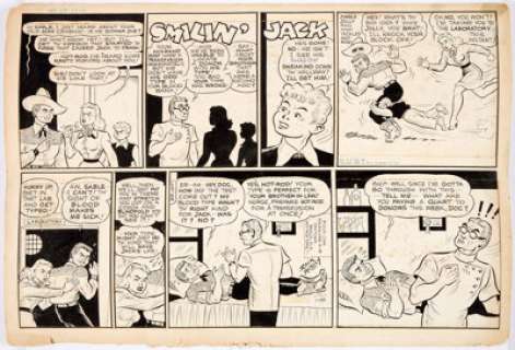 Zack Mosley Smilin’ Jack Sunday Comic Strip Original Art dated 1-29-50 (News Syndicate, 1950). After being - | Heritage