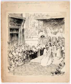 William P. Bodwell Pope Leo XIII Illustration Original Art (Boston Herald, c. 1900). Elegant pen-and-ink - | Heritage