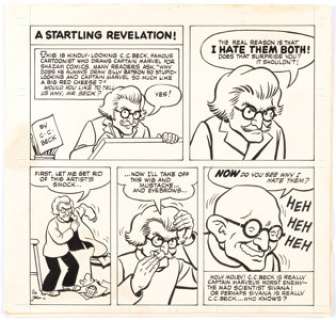 C.C. Beck The Collector #29 "Captain Marvel/Shazam" Parody Complete 1-Page Story Original Art (Bill G.... | Heritage