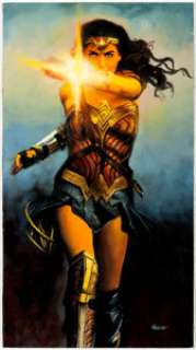 Ron Lesser - Wonder Woman Under Fire Painting Original Art (undated). (c. 2017)... | Heritage