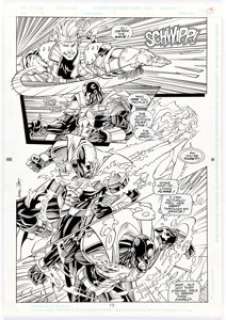 Chris Batista, Rich Faber, and Andrew Pepoy Steel #8 Story Page 13 Original Art (DC, 1994). Steel is attacked by a -