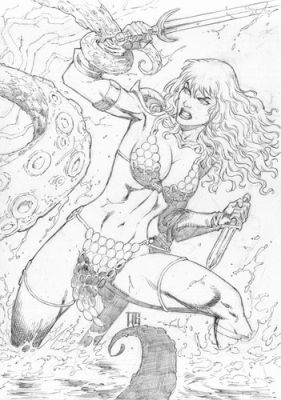 RED SONJA PENCILS 08X11 PINUP - ORIGINAL ART BY WALTER GEOVANI JUN1