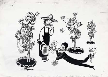 RAYMOND PEYNET - Original illustration cm. 39x28. Ink. Signed. Code 1279.