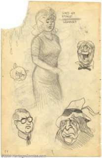 Robert Crumb - Original Sketch, Cats & Faces (1961). Very nice two-sided sketchbook page from the early years - | Heritage