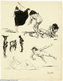 Frank Frazetta - Original Sketch, "Cloak and Dagger" (undated). A powerful page from Frank Frazetta’s - | Heritage