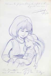 Leloup | Yoko Tsuno, splendide illustration au crayon mauve… | Banque Dessinée