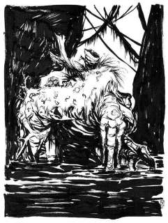 Skottie Young | MAN THING 9 x 12 | Black Line Fever