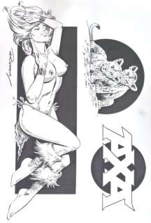 Romero, Enrique Badia | Original pin-up  - Axa and Lion Welps  - (2015) | Catawiki