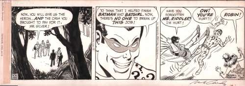 Nick Cardy | Batman Daily Strip 8/20/1971 - Riddler, Robin, Poison Ivy - Signed | Anthony’s Comic Book Art