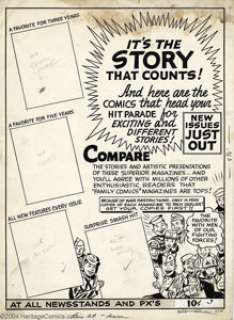 Al Camy (attributed) - Original Art for Harvey Comics’ Distributors Ad (Harvey, circa 1943). Penciled lettering - | Heritage