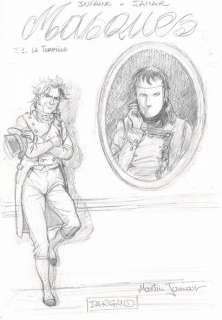 Martin JAMAR - lot 295 - Double Masque, La Torpille, projet de couverture original Ã  la mine de plomb (au verso 2 croquis). D…