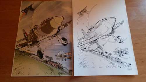 Stedo - Dessin original - Affiche pour un festival / un meeting aérien Ã  St-Hubert. de 2012 | Catawiki