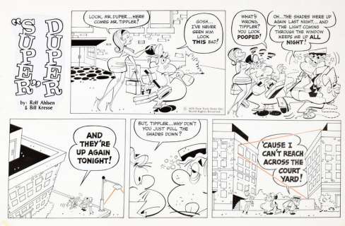 Rolf Ahlsen & Bill Kresse - Lot 287 - Super Duper Planche originale Ã  l‘encre de chine paru chez New York news en 1970…