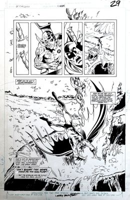 Dan Jurgens, Larry Mahlstedt | Dc Challenge #6 Splash (Alien Robin Sends Batman To His Death Into a Volcano!) Large Art -1986 | Romitaman