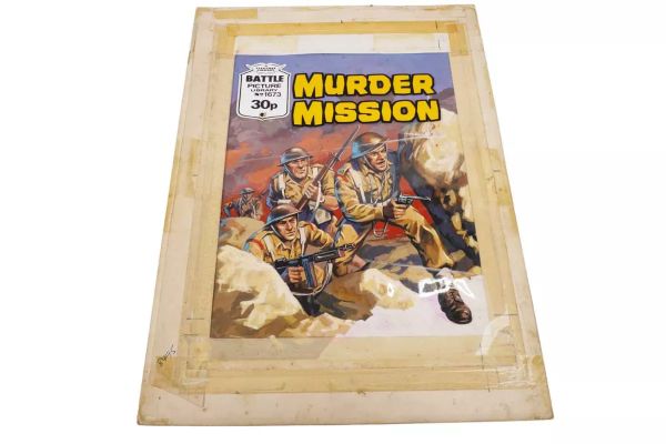 Lot 145 - Original painted artwork for Fleetway’s Battle Picture Library No. 1673 ‘Murder Mission’