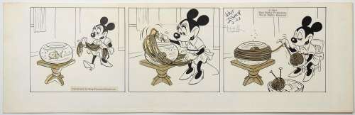 GOTTFREDSON Floyd Mickey Mouse Strip publié en 1961 dans la presse Encre de chine et [...] | Vermot et Associés