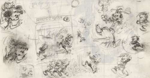 André Franquin (1924-1997) | Modeste et Pompon - études pour une couverture originale, 1989 | Fauve Paris
