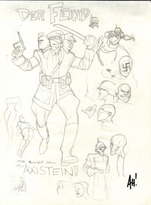 Adam Hughes | 1993 Sketch Book 11 X 14 Inch, Der Fiend Character Designs, with Photo of Adam Hughes Signing Actual Artwork! | Romitaman