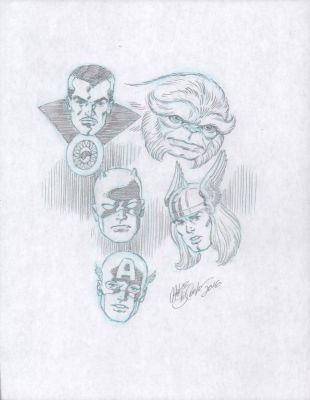 Mike Decarlo | Marvel Heroes Floating Heads Pencil Art - Signed - 2016 | Anthony’s Comic Book Art