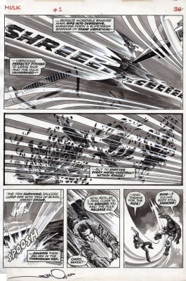 Alfredo Alcala Walt Simonson | Simonson, Walt Signed - Rampaging Hulk #1 Pg 40, Hulk Rick Jones Ride Space Ship 1977 | Cool Lines Art