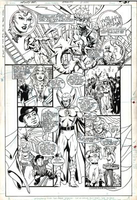Todd McFarlane, Tony Dezuniga - Infinity Inc. Annual #1 P 27 (Golden Age Green Lantern Marries Harlequin! Ga Flash & Thorn!) Large Art - 1985